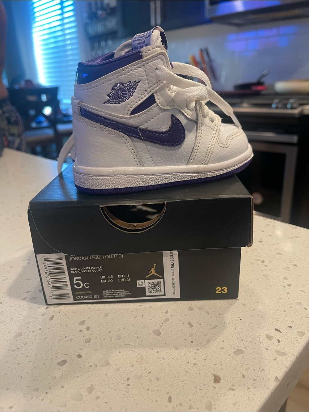 Nike Toddler High-Top Sneakers - White & Purple
